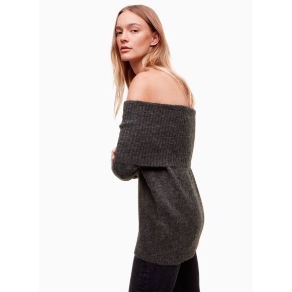 Aritzia Wilfred Free Faretta Sweater Off the Shoulder Merino Wool - Picture 2 of 16
